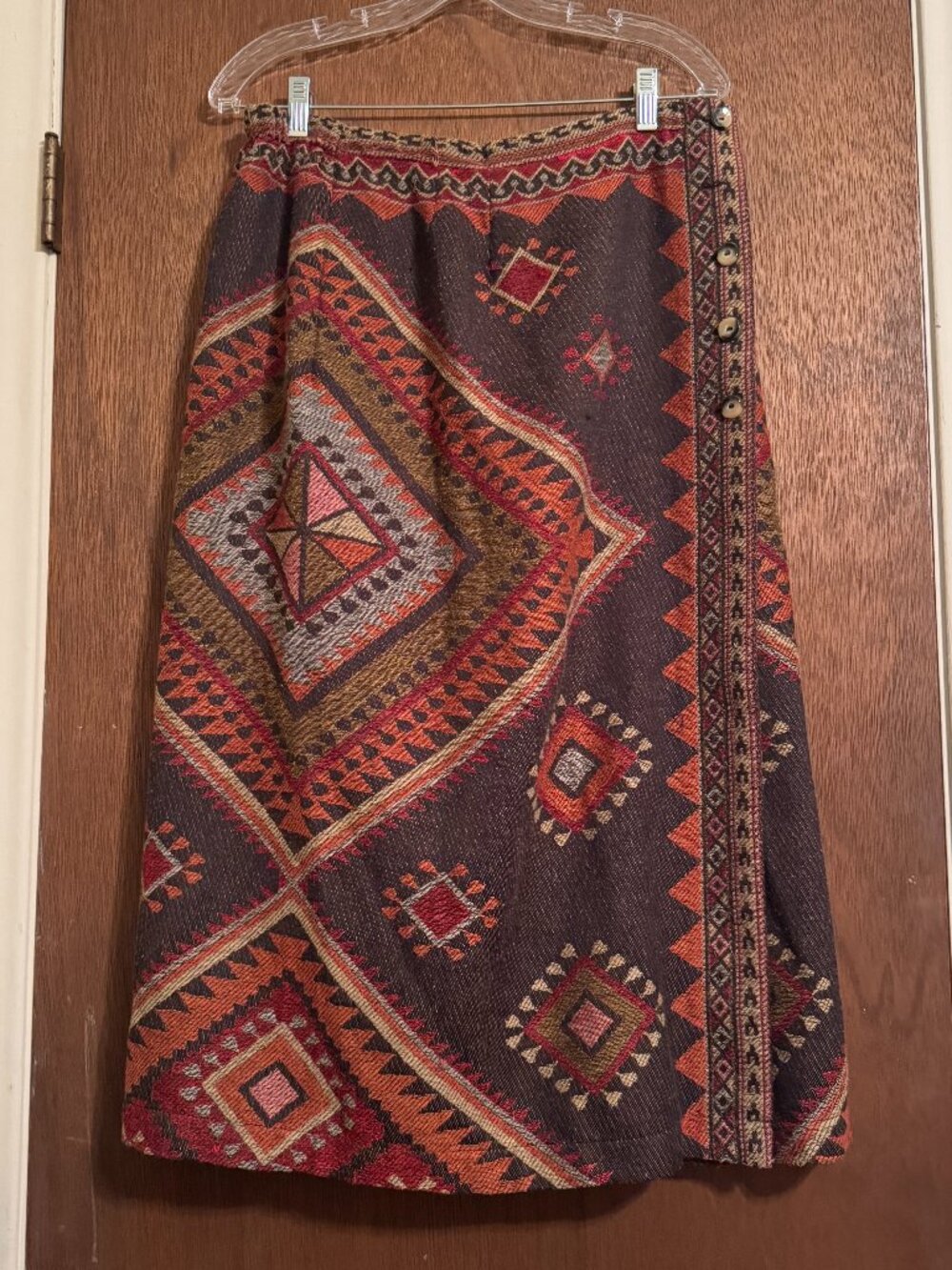 TravelSmith Southwestern Print Midi Wrap Skirt | Size M